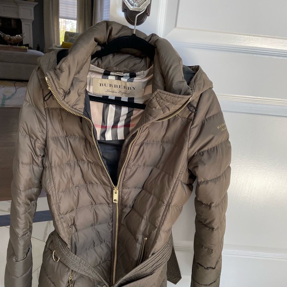 Burberry mid-length belted puffer jacket